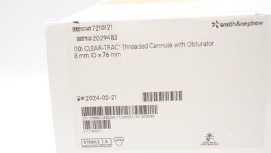 Smith&Nephew 7210121 CLEAR-TRAC Threaded Cannula 8mm ID x 76mm (x) - Box of 10